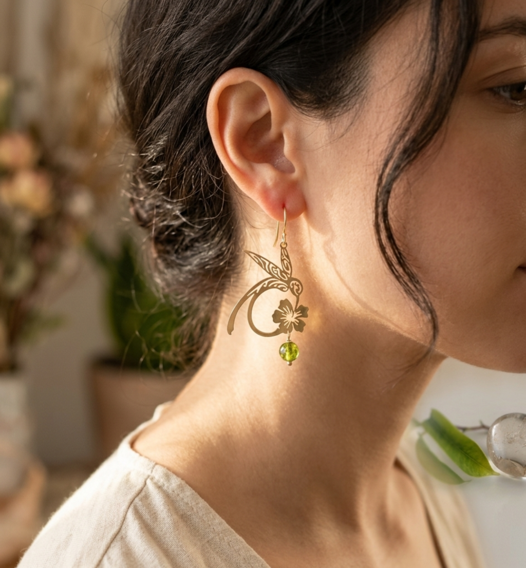 Aros "Colibrí de Luz" Piedra Peridoto con significado