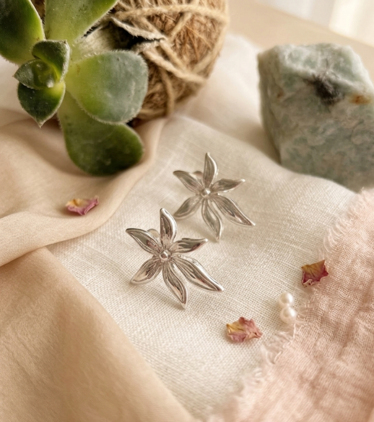 Aros de mujer Oferta Flor. Enchape de Plata 950