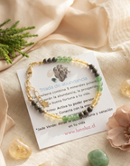 Pulsera “Triada de Abundancia” en piedra Pirita, Jade, Citrino