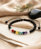 Pulsera "Tu centro" 7 Chakras con piedra Ónix Negro