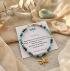 Pulsera "Evolución" en Piedras Verdosas Libélula | Naciste para evolucionar