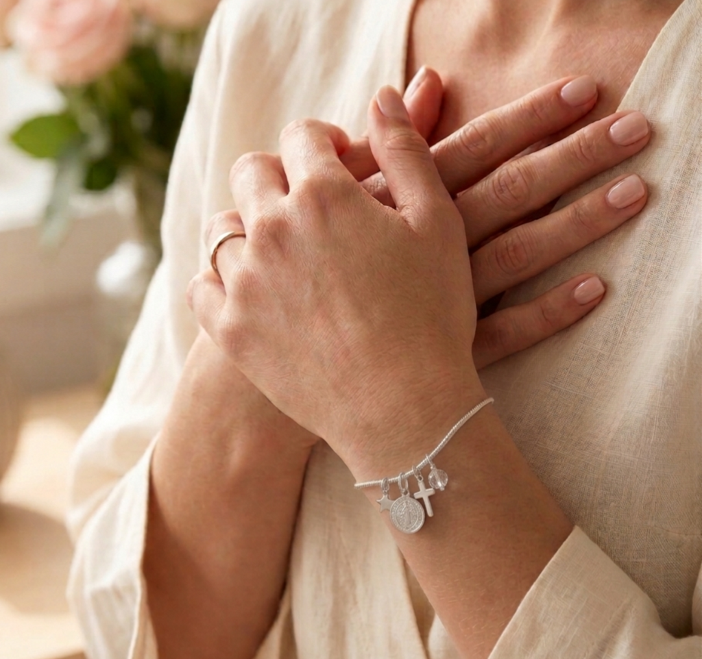 Pulsera San Benito con Cruz y Estrella "Protección, Fe y Guía Espiritual"