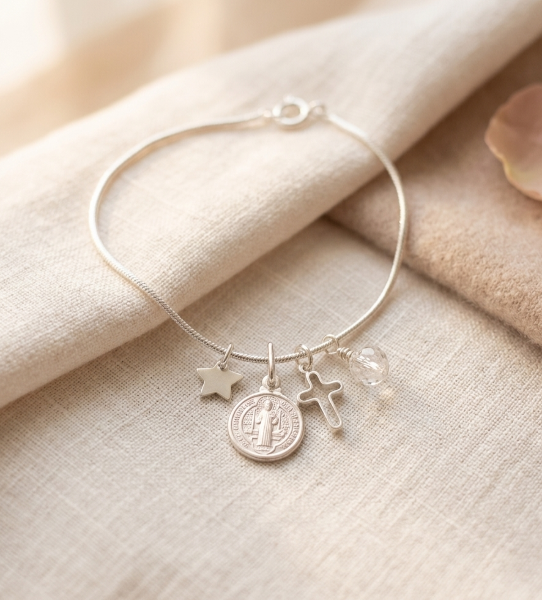 Pulsera San Benito con Cruz y Estrella "Protección, Fe y Guía Espiritual"