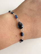 Pulsera de Plata 925 en piedra natural Cianita Azul. Incluye significado de la piedra y Packing para regalo