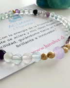 Pulsera Amuleto para Acuario en piedra Fluorita. Incluye mensaje especial y Packing para regalo