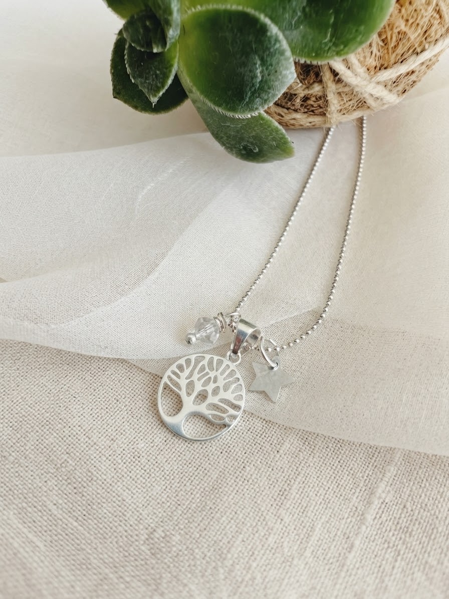 Collar “Siempre tendrás una luz” Árbol de la Vida. Enchape de Plata 950