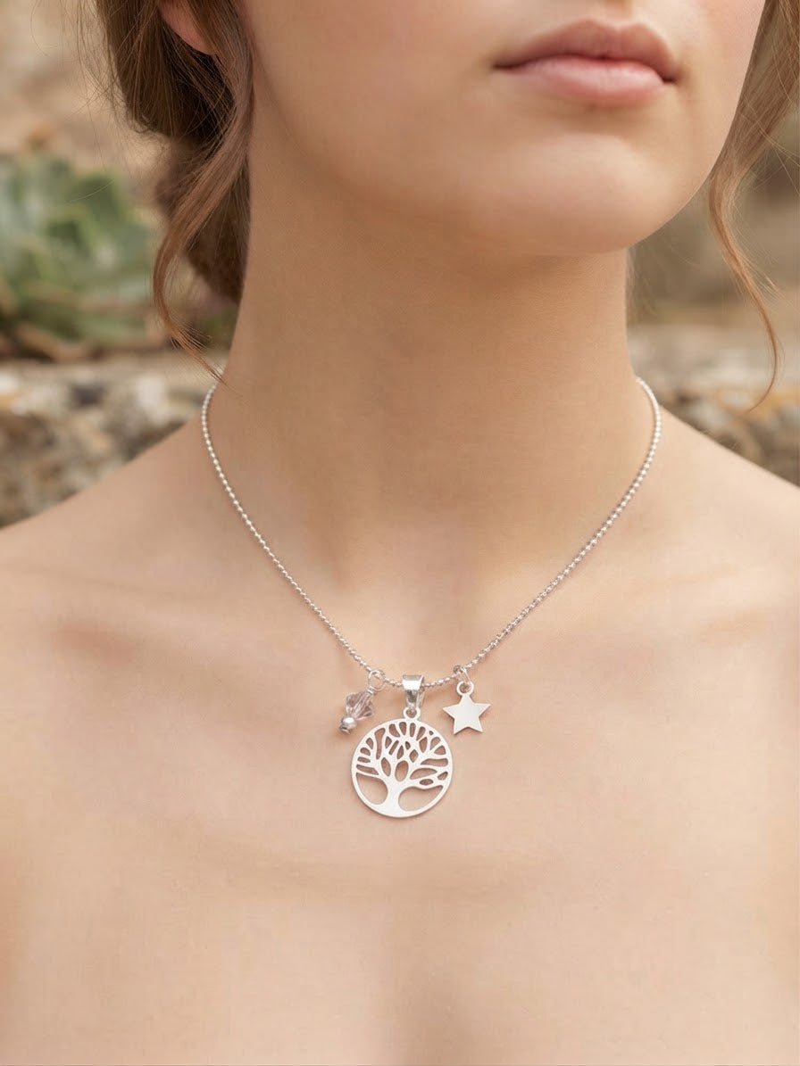 Collar “Siempre tendrás una luz” Árbol de la Vida. Enchape de Plata 950