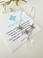 Collar trio Nudo de Bruja y piedra Cuarzo Cristal con significado "Protección Ancestral"