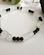 Pulsera de protección energética para mujer en Cuarzo Cristal y Turmalina. Incluye Significado y Packing para regalo