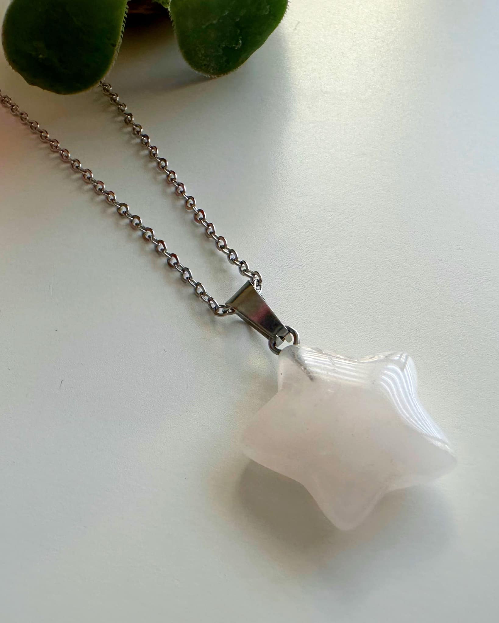 collar estrella de piedra cuarzo rosa