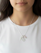 Collar Ángel de la guarda en Cuarzo Rosa. Incluye packing para regalo y mensaje especial