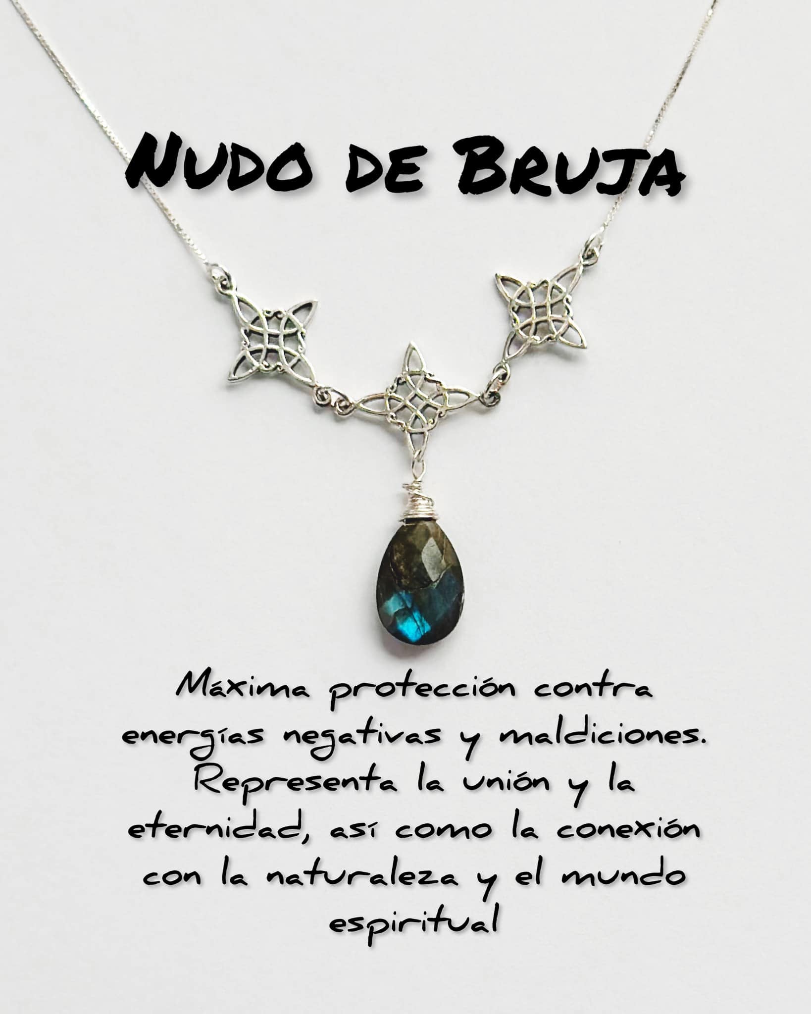 collar nudo de bruja con piedra labradorita