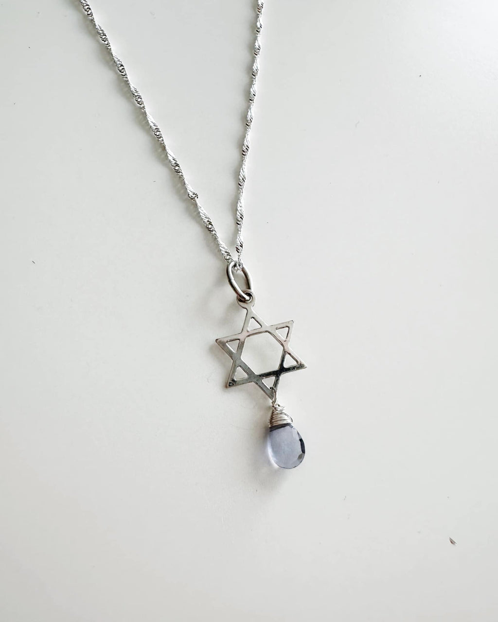 Collar "Mi guia de protección" Estrella de David con piedra Amatista. PLATA 925