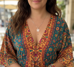 collar mujer de estrella en piedra cuarzo rosa 