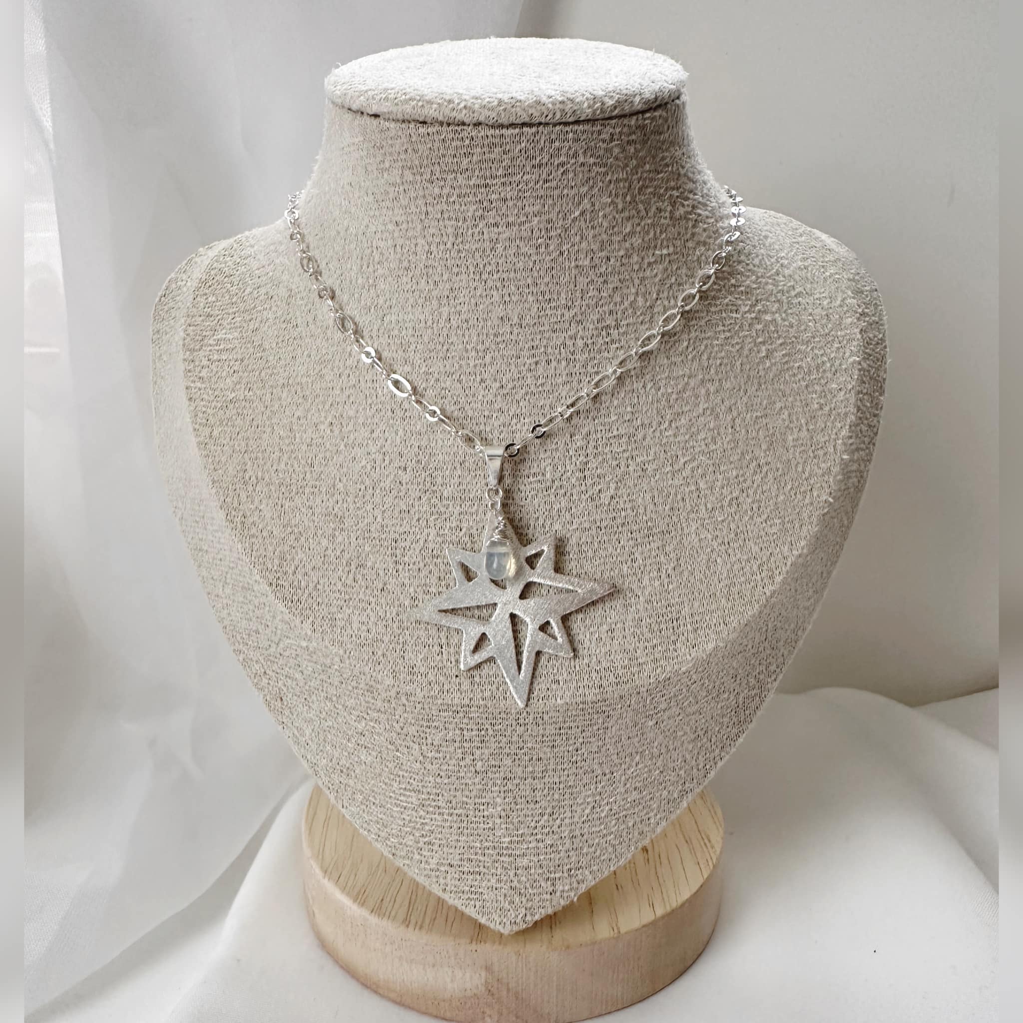 Collar Silver Estrella Guía piedra Ópalo. Incluye significado y packing para regalo