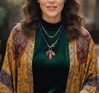 collar mujer con cristales azules y piedras de colores como dijes