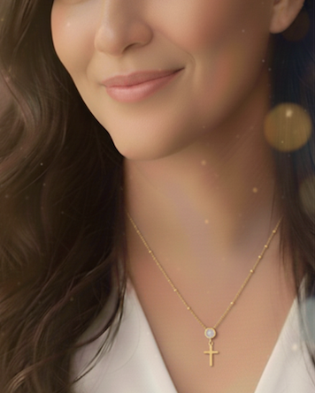 collar de mujer para primera comunion, confirmacion o graduacion con la cruz de cristo