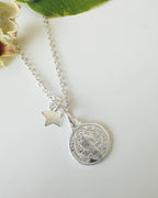 collar de san benito con estrella bañado en plata 