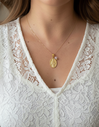 Collar San Francisco de Asis con perlita de cuarzo Rosa. Incluye mensaje especial y packing para regalo