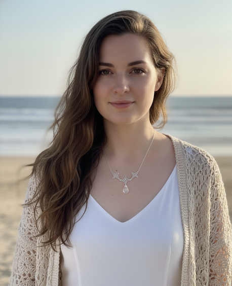 mujer collar de protección nudo de bruja