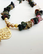 piedra turmalina multicolor con cuarzos