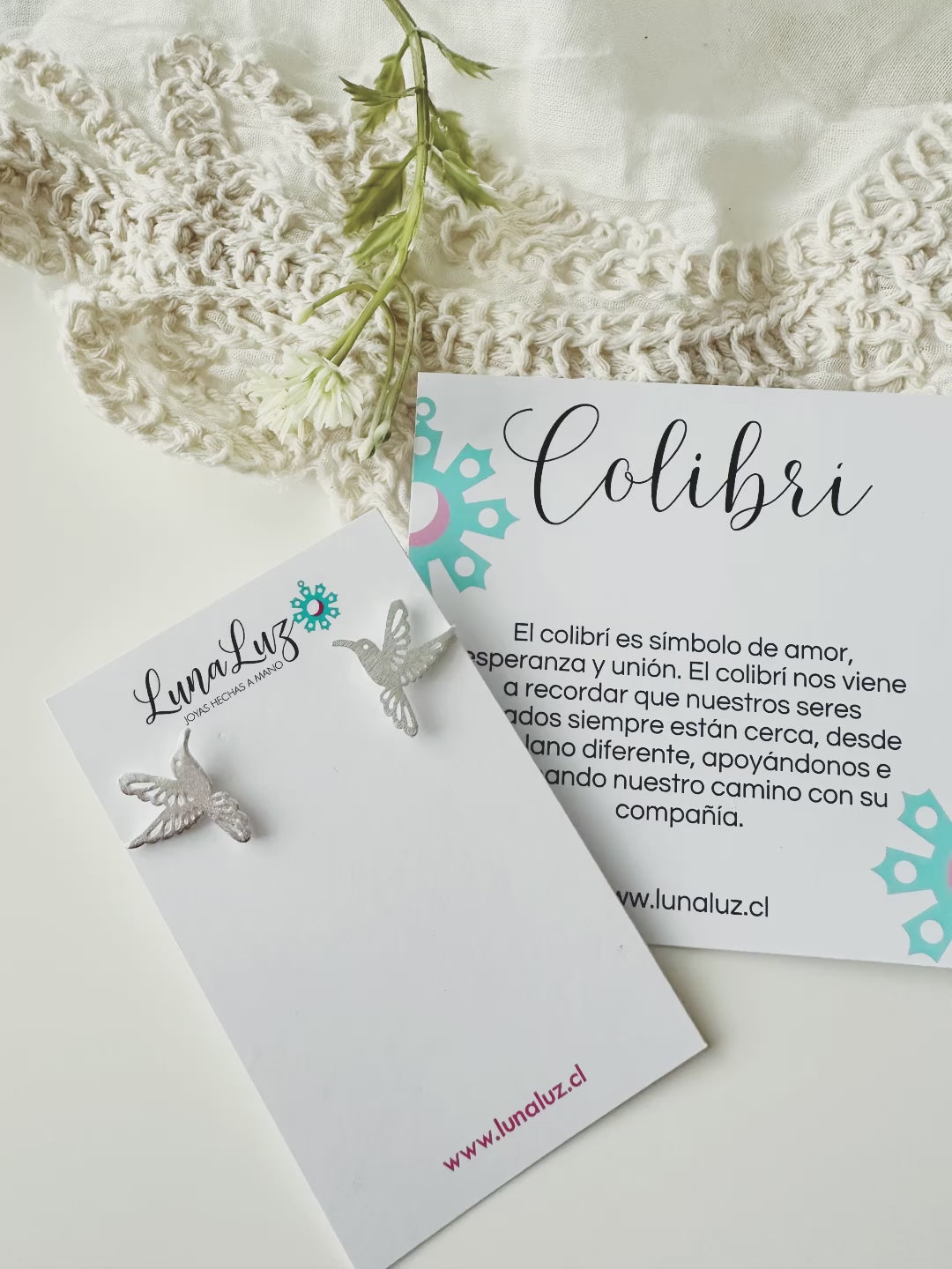 Aros Colibrí "Alegría, Libertad y Energía Positiva". Enchape de Plata 950