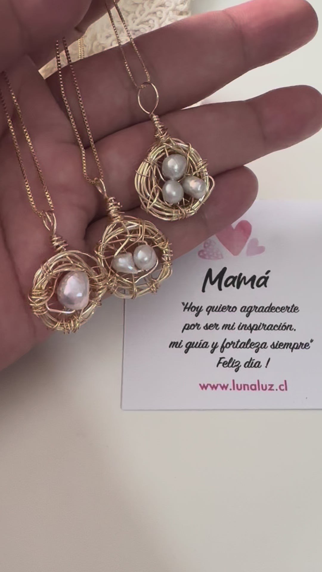 Collar Nido de Amor con Perlas de Río | Regalo para Mamá – Luna Luz