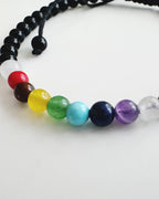 Pulsera 7 chakras en Onix negro ajustable. Incluye packing para regalo