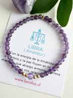pulsera de libra, pulsera con piedras amatista, pulsera de mujer, pulsera signo libra