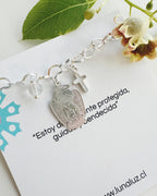pulsera con cuarzo cristal y angel de la guarda, viene con mensaje emotivo especial